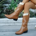 thumbnail image 6 of UngA Women Boots Cowgirl Pull On Cowboy Boots Mid Calf Western Boots Available in Regular and Wide Calf Brown,Size 8, 6 of 7