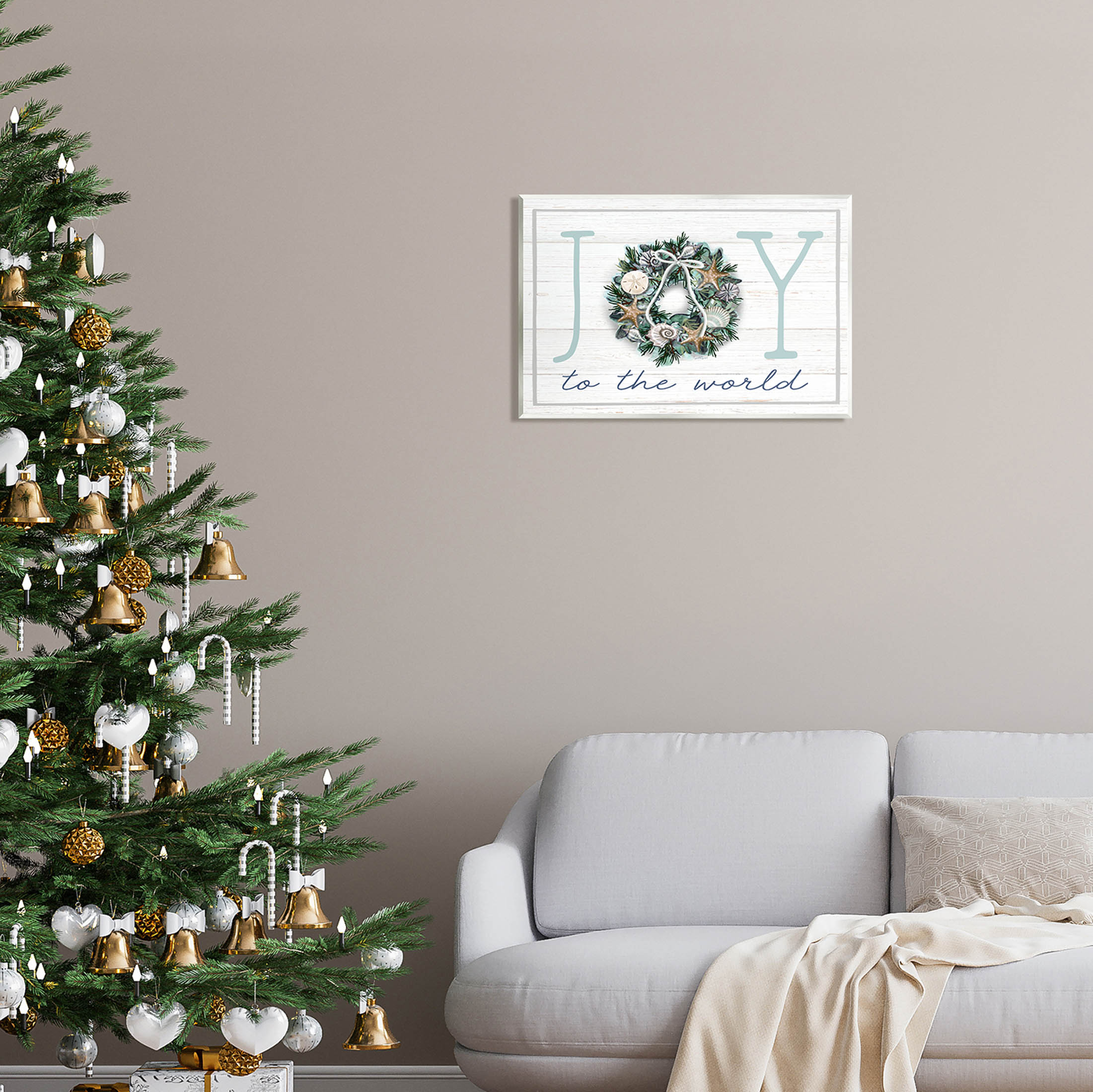 Stupell Industries Joy To The World Nautical Wreath Graphic Art Unframed Art Print Wall Art, Design by Elizabeth Tyndall