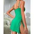 thumbnail image 5 of CHICME Nightgowns For Women Solid Color Lace Trim Side Slit Modal Cami Sleep Dress Womens Pajamas & Loungewear Green-L, 5 of 9