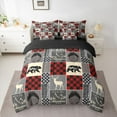 thumbnail image 2 of Homewish Western Wildlife Reindeer Twin Bedding Sets 7-Piece, Woodland Animal Bedding Comforter Set, Grey Red Rustic Farmhouse Reversible Sheet Sets, Ultra Soft Bedroom Decor, 2 of 7