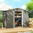 thumbnail image 2 of Outsunny 8'x6' Metal Outdoor Storage Shed w/ Sliding Doors Light Grey, 2 of 10