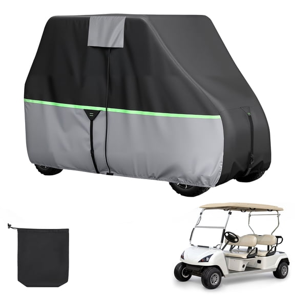 KFFKFF Durable Golf Cart Cover, Full Protection for 2 2/4 Passenger Carts, 600D Waterproof Oxford Fabric with PU Coating, Compatible with Various Models, Features Three Zippered Doors