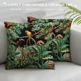 thumbnail image 3 of Qinduosi Inches Throw Pillow Cushion Cover - Green Jungle Pattern Animals Duplex Printing Velvet Fabric Luxury American Style Couch Sofa Pillow with Tassel for Living Room Bedroom, 3 of 5
