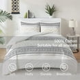 thumbnail image 4 of Hyde Lane Farmhouse Bedding Comforter Sets, Ivory Full/Queen Size Boho Bed Set,Cotton Top with Modern Neutral Style Clipped Jacquard Stripes, 3-Pieces Including Pillow Shams (90x90 Inches), 4 of 15
