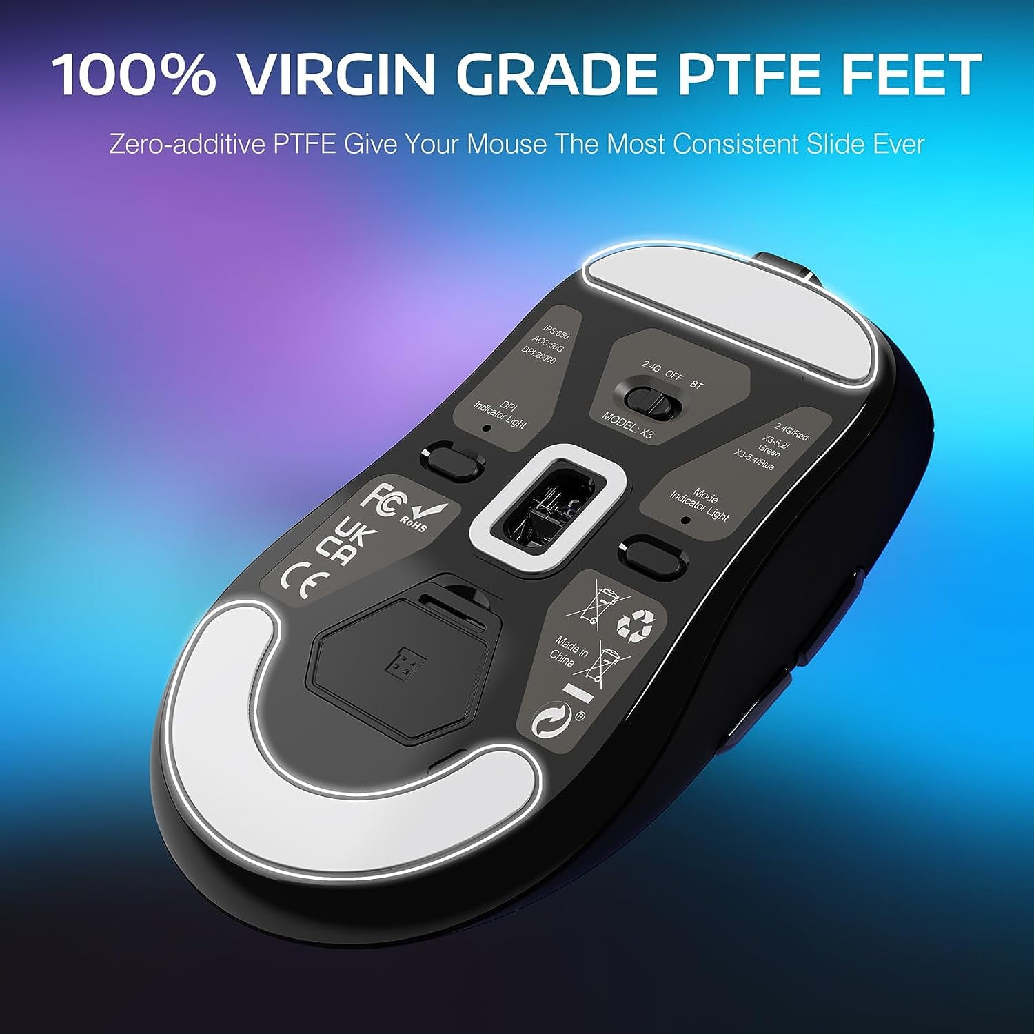 ATTACK SHARK X3 Wireless Gaming Mouse, 49g Ergonomic Design, Tri-Mode Bluetooth/2.4G/USB-C Wired, PAW3395 Optical Sensor, 26000 DPI, Programmable Buttons, for PC/Laptop/Mac, Black