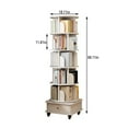 thumbnail image 5 of 6 Tier Rotating Bookshelf, 360° Spinning Display Shelf with Wheels and Drawer, Space-Saving Round Book Tower for Bedroom, Living Room, Office, Warm White, 5 of 11