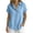 Sky Blue, variant on Tops for Women Solid Cotton Linen Collared Partial Button Popover Blouse Short Sleeve Loose Shirts for Business Office Daily