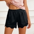 thumbnail image 7 of Shorts Culotte for Women Elastic Waist Satin Lace Hem Loose Fit Lightweight Pettipants Pajama Shorts, 7 of 7