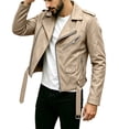 thumbnail image 2 of LYSMORA 2026 Men's Asymmetric Zip Faux Leather Jacket, Lapel Collar Belted Waist Multi Zipper Pockets Loose Fit Biker Casual Outerwear, 2 of 8
