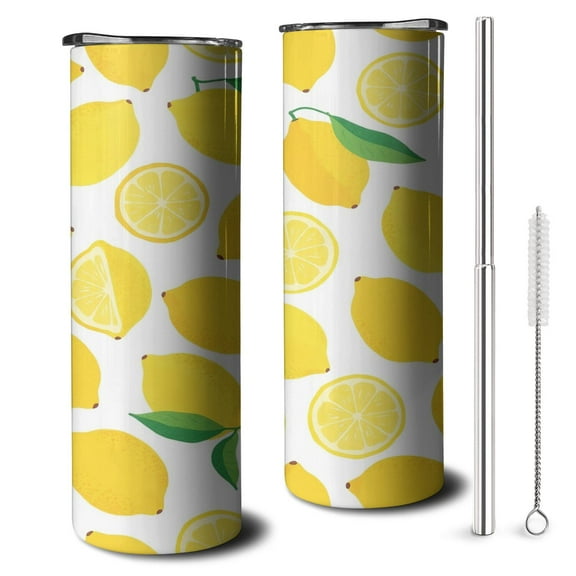 Lemon 20oz Tumblers with Lid Straw Vacuum Insulated Cup 20oz Tumbler for Spring Summer