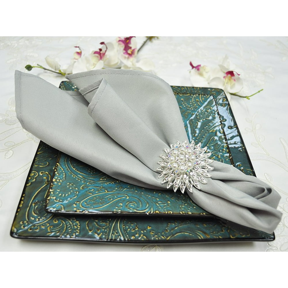 Wedding Linens Inc. (10 pcs) 20" x 20" Polyester Linen Napkins Silver