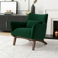 thumbnail image 3 of Fauteuil d'Appoint en Velours Vert Foncé Style Mobilier Mid-Century Modern, 3 of 7