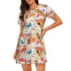 thumbnail image 1 of Easygdp Flowers And Birds Watercolor Camisón de manga corta para mujer, informal, estampado, 1 of 6