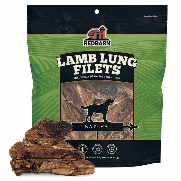 Redbarn All-Natural Lamb Lung Filets for Dogs - Single Ingredient Chew Treat - 10 oz. Bag