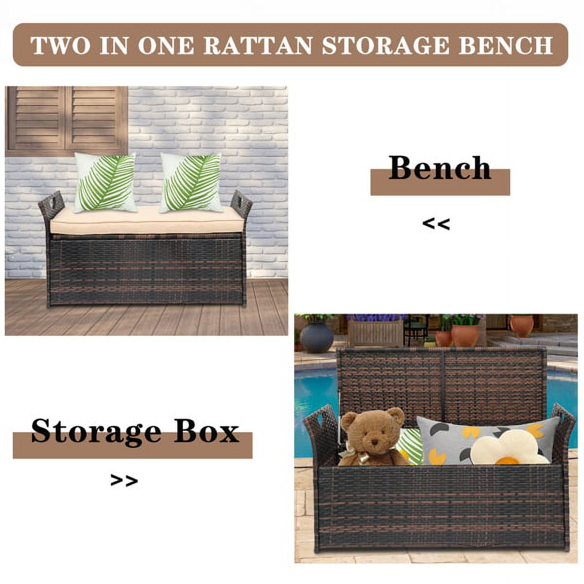 Iron Frame Can Accommodate Brown Gradient Footstool Locker Rattan Locker, 106*52*46cm