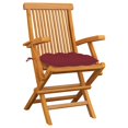 thumbnail image 2 of vidaXL Garden Chairs with Wine Red Cushions 3 pcs Solid Teak Wood, 2 of 12