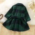 thumbnail image 4 of Knosfe Red Black Plaid Shirt Dress for Girls with Bowknot Belt Shirt Collar Long Sleeve - Preppy Casual Dresses for Kids, Dark Green (3-6M), 4 of 4