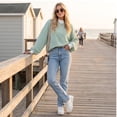 thumbnail image 5 of Women's Striped Sweatshirt Long Sleeve Crewneck Casual Oversized Pullover Relaxed Fit Fall Top, 5 of 7