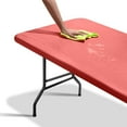 thumbnail image 4 of Sorfey Fitted Picnic Table Cover Classic Solid Rectangle Tablecloth, Burgundy 30"x 72", 4 of 5