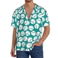thumbnail image 3 of Honeii 's Green Baseball for men's short-sleeved button-up collared shirt featuring a pocket, perfect for beach vacations, and travel adventures., 3 of 5