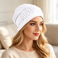 thumbnail image 7 of Chemo Turban for Women Headwear Soft Cancer Head Scarf Hats Beanie Elastic Hair Wraps White One Size, 7 of 7