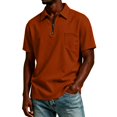 thumbnail image 2 of Men Half Zip Lapel Short Sleeve Polo Shirt Breathable Casual Chest Pocket Lightweight Solid Color Daily Tops S, 2 of 5