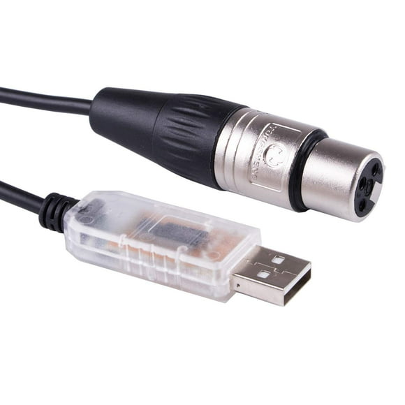 Suamdoen USB to DMX512 3PIN XLR Interface Adapter/dongle Computer PC Stage Light Controller Dimmer USB to DMX RS485 Serial Converter Cable (Length:16ft)