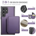 thumbnail image 2 of Samsung Galaxy S23 Ultra Detachable Wallet Case with Card Holder, PU Leather Kickstand Card Slots Case,Double Magnetic Clasp and Durable Shockproof Cover for Samsung S23 Ultra,Purple, 2 of 11