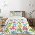thumbnail image 3 of Ambesonne Octopus Quilted Bedspread Set 2 Pcs, Cheerful Ocean Animals, Twin Size, Multicolor, 3 of 6
