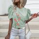 thumbnail image 2 of Gibobby Camisetas Mujer Baratas Manga Corta Camiseta manga corta con cuello redondo y estampado flores para mujer(Verde,G), 2 of 5