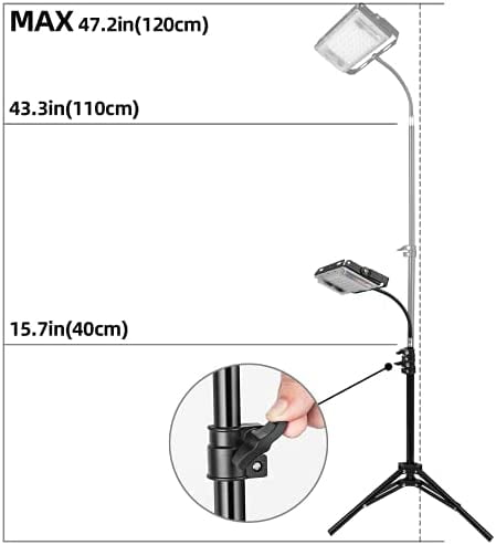 LBW Full Spectrum 150W LED Grow Lamp for Indoor Plants Standing Plant Growing Light with On/Off Switch Adjustable Tripod Stand 15-47 Inches Grow Light with Stand 
