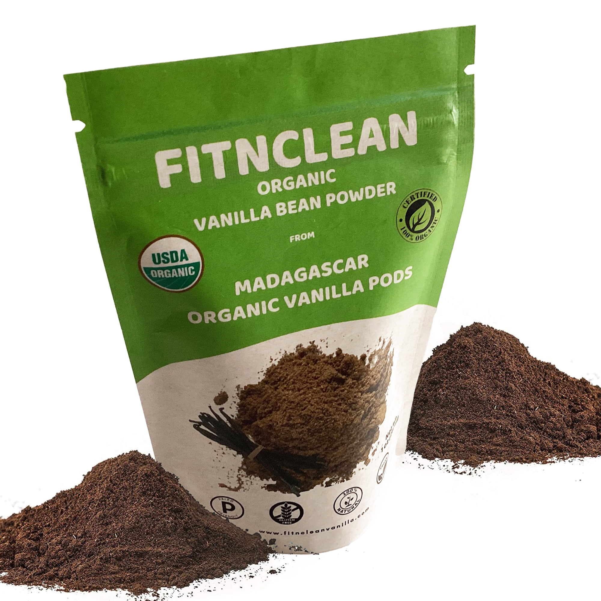 FITNCLEAN Organic Madagascar Vanilla Bean Powder - 2oz Jar, Pure Ground Vanilla Pods, USDA Certified, No Additives