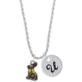 thumbnail image 1 of Delight Jewelry Silvertone 3-D Chocolate Bunny Silvertone Script Initial Disc - U - Charm Necklace, 20"+3", 1 of 4