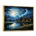 thumbnail image 2 of Designart "The Starry Night By Vincent A Masterpiece" Landscapes Floater Framed Wall Art Living Room, 2 of 7