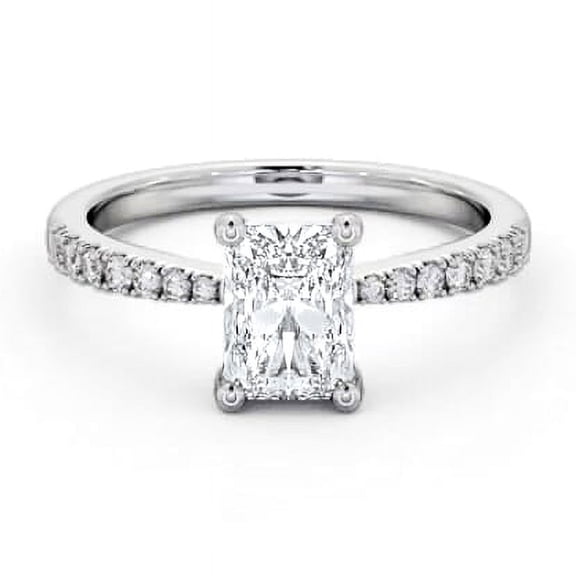 Nerra Jewel 14K White Gold Plated White Diamond Solitaire Ring for Women's - Radiant Cut Excellent 1.7 Ct Diamond Engagement Ring - Classic Engagement Wedding Solitaire Ring for Her - Her for Gift