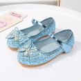 thumbnail image 2 of Quealent Girls Dress Shoes Mary Jane Princess Shoes Girls' Flats Glitter Low Heels Flower Wedding Party Footwear for Toddler Little/Big Kid Blue for Size 9, 2 of 8