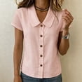 thumbnail image 2 of Summer Sales Womens Summer Tops Going‑Out Button‑Down Short Sleeve Loose‑Fit Casual Blouse Shirts for Women, 2 of 5