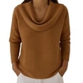 thumbnail image 2 of HLKJKLS Oversized Sweatshirt For Women Cozy Knit Fall Winter Cowl Neck Long Sleeve Loose Pullover Tops Brown S-3Xl, 2 of 4