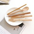 thumbnail image 5 of YMTQ 7Pcs Flatware Cutlery Eco friendly Bamboo Knife Fork Spoon Chopsticks Straw Set, 5 of 7