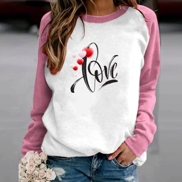 Promotions d'Été! Aqestyerly T-Shirt Imprimé Mode pour Femmes Manches Longues Blouse Col Rond Hauts Décontractés Sweat à Capuche