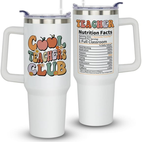 Teacher Gifts For Women,40oz Teacher Tumbler with Handle,Best Appreciation Gift,Birthday Gifts For Teachers,Thank You Gift,Teachers Coffee Cups With Staw and Lid,Stainless Steel Travel Mugs