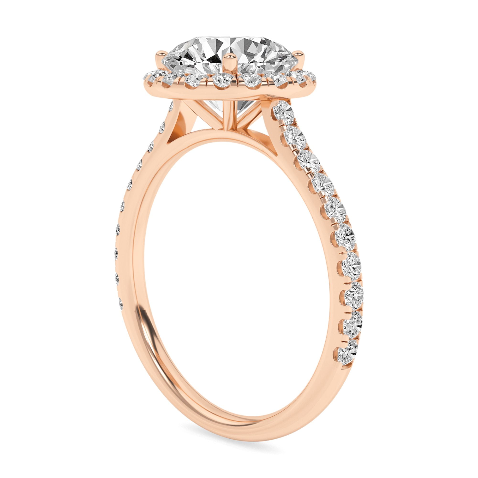 AFFY Halo Solitaire Engagement Rings For Women, 2.50 Carat (ctw) Lab Created Moissanite Promise Rings For Her In 14k Rose Gold Over Sterling Silver | VVS1 Quality Ring Size-10