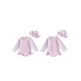 thumbnail image 2 of BemeyourBBs Toddler Baby Girl Swimsuit Infant Bathing Suit One Piece Swimsuits with Sun Hat Set Long Sleeve Rash Guard Swimwear Striped Dot Zipper Summer Beach Wear, 2 of 9