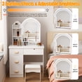 thumbnail image 7 of Eonox Makeup Vanity Desk with LED Lighted Mirror, Vanity Table with 4 Drawers & Open Shelves, Contemporary Dressing Table Set with Stool for Bedroom, 7 of 7
