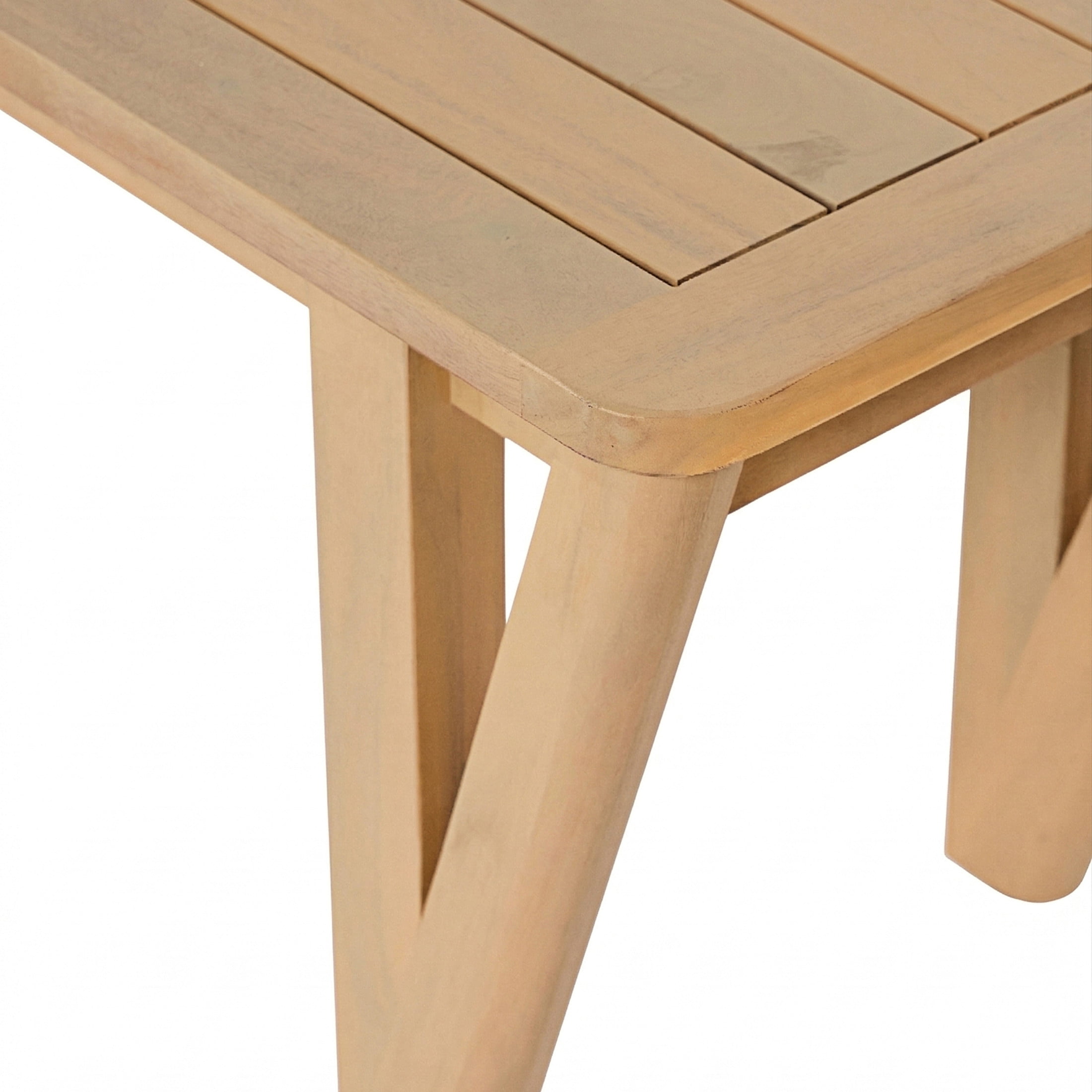 Christopher Knight Home Farmhouse Acacia Wood Outdoor Dining Bench with V-Legs for 2 to 3, Light Teak