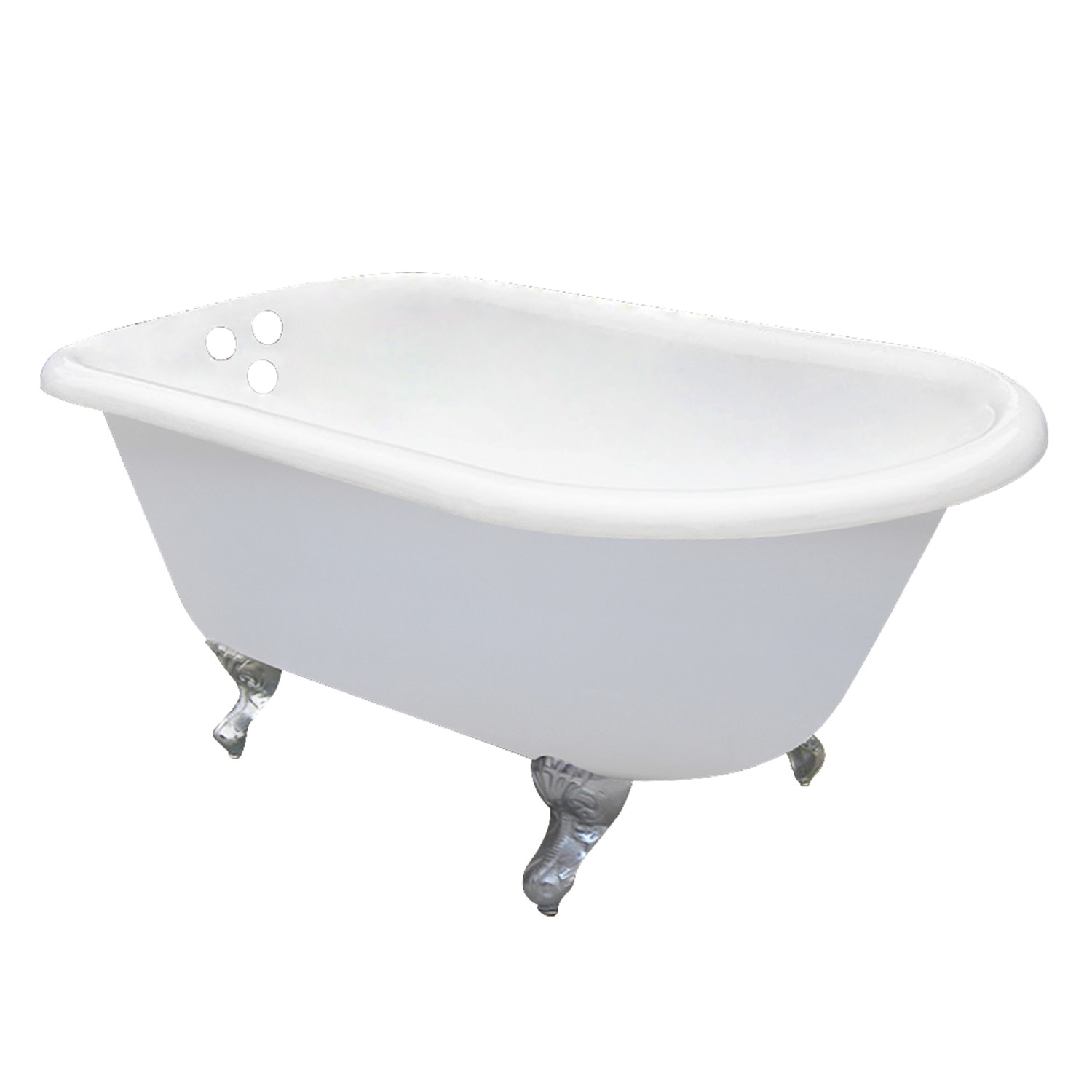 Aqua Eden 66Inch Cast Iron Roll Top Clawfoot Tub with 33/8Inch Wall