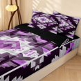 thumbnail image 2 of Erosebridal Bohemian Aztec Zipper Queen Comforter Set with Fitted Sheet and 2 Pillowcases, Hippie Geometric Zipper Bedding Set, Lavender Purple, Black Reversible, 2 of 7