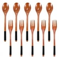 thumbnail image 1 of Juego de Tenedores Cucharas Madera Utensilios Estilo JaponéS para Comer Cubiertos Reutilizables (Cordones Negros, 10 Piezas), 1 of 5