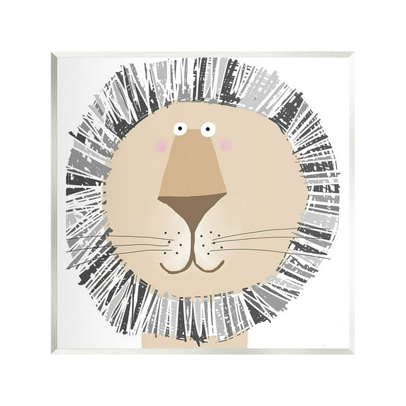 Stupell Industries Cartoon Lion Smile Animals & Insects Painting Unframed Art Print Wall Art, 12 x 12