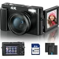 thumbnail image 1 of 4K Digital Camera Autofocus & Anti-Shake 48MP Vlogging Camera with SD Card, 3" 180° Flip Screen Compact Camera with Flash 16X Digital Zoom Travel Camera, 1 of 7